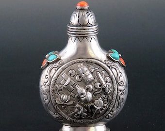 ZSG002 D15mm ONE PIECE COLORFUL STONE INLAYED BRASS STOPPER FOR SNUFF BOTTLE 