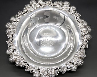 Antique C1895 Tiffany Co Clover Thistle Sterling Silver Candy Dish