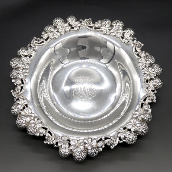 Antique C1895 Tiffany Co Clover Thistle Sterling Silver Candy Dish