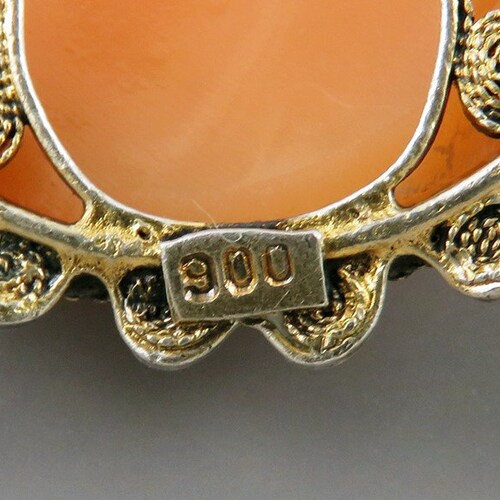 Antique Victorian Italian Gold Wash Filigree shops Silver Shell Cameo Brooch Pin
