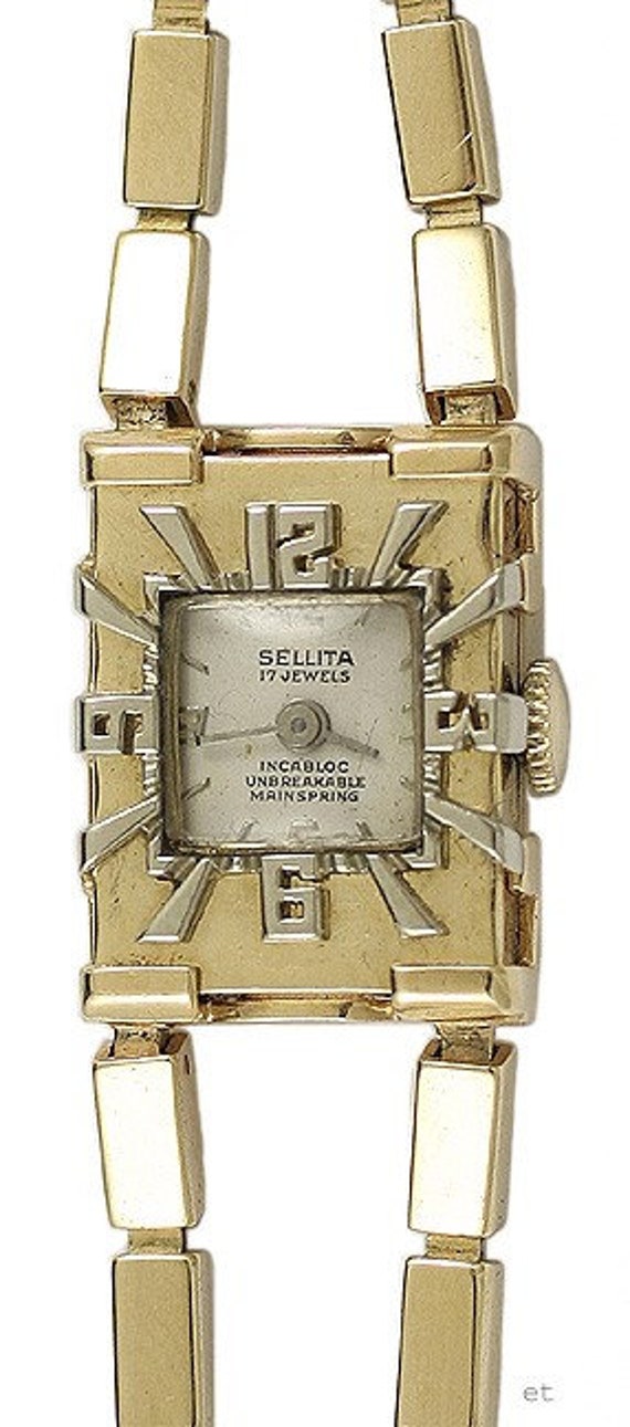 Sellita Art Deco / Art Moderne 14k Gold Ladies’ Wr