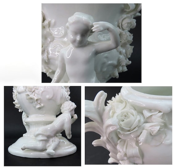 ✴激安！希少フランス製！飾り壺(ポプリ壺)新品未使用！ 印象的な18世紀マイセン製ポプリ壺、透かし彫りの蓋付き壺、花と