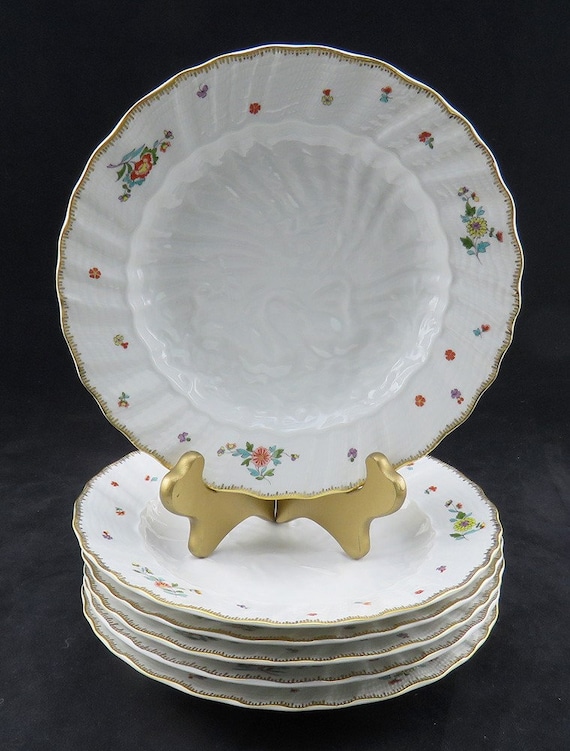 6 Meissen Porcelain Swan Service Indian Flower Branch Salad