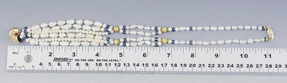 Lovely Pearl Sapphire & 14K Gold Multi Strand Sea… - image 7