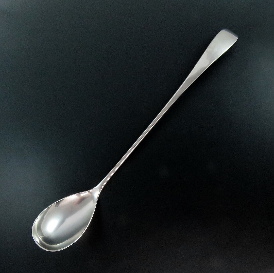 Elegant Stone Sterling Silver Long Handle Serving Spoon Pointed End 12 ...