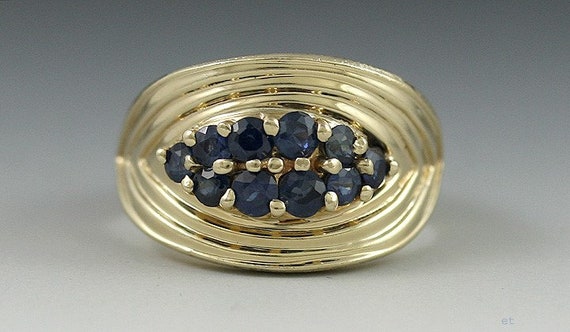 14K Yellow Gold .50CT Blue Sapphire Band Ring Siz… - image 1
