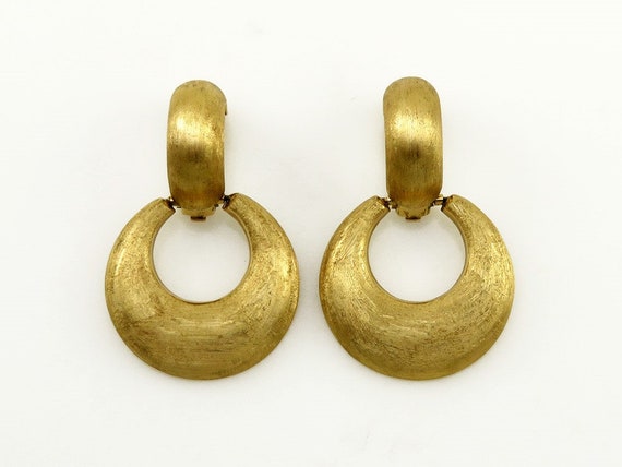 Vintage Pair Brushed Florentine Finish 14K Yellow Gold Dangle - Etsy