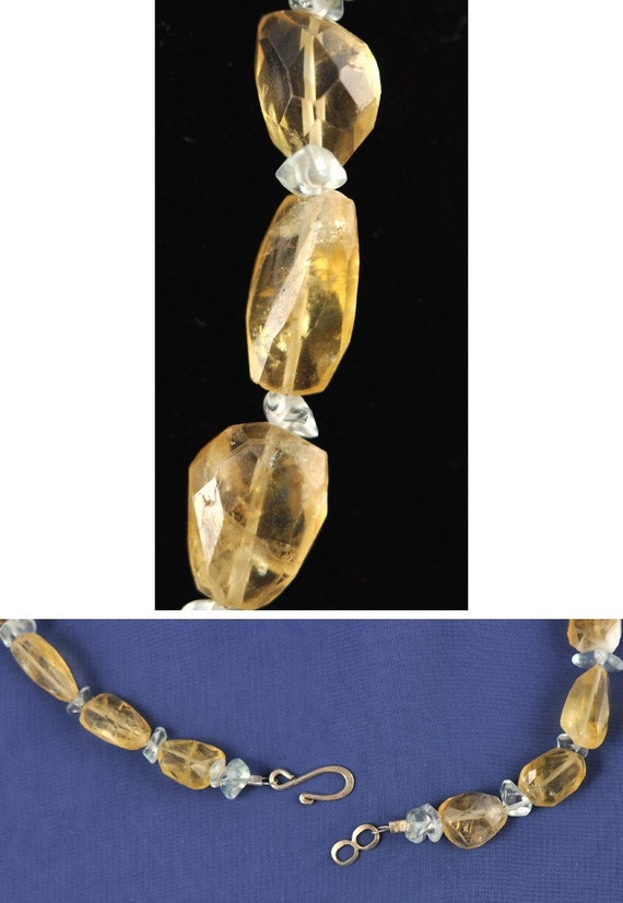 Sterling Aqua Rock Crystal Necklace and Citrine E… - image 2