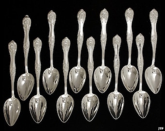 Austro Hungarian Antique 1846 Silver King Place Dessert Spoons 7 1/4"