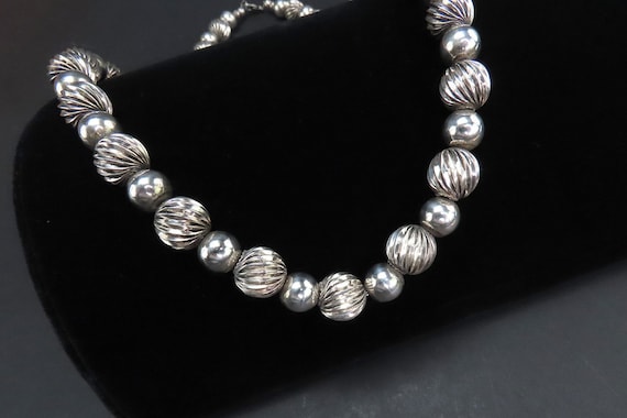 Lovely Vintage Sterling Silver Beaded Necklace La… - image 2