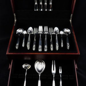 Georg Jensen Danish Sterling Silver 63pc Acorn Flatware Set No Monos