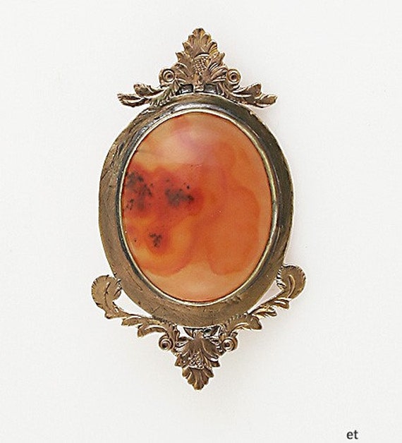 American Victorian 10k Gold Carnelian Pin Mid 1800