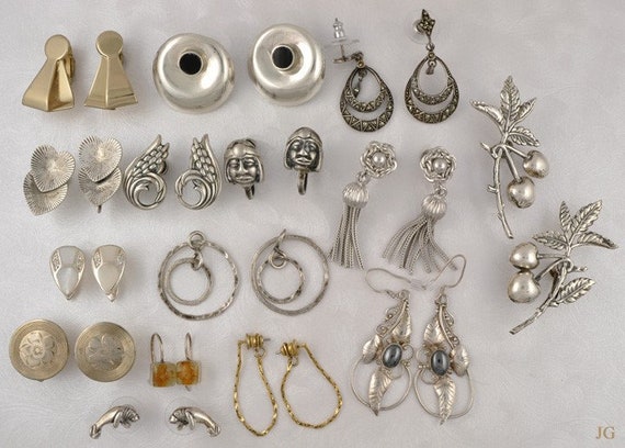 15 Pairs of Earrings Sterling Napier Danecraft Be… - image 1
