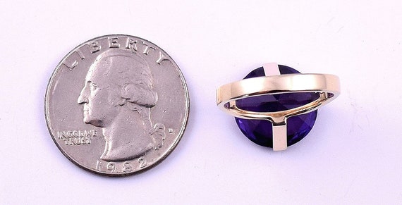 Vintage 9k Yellow Gold and Synthetic Purple Sapph… - image 3