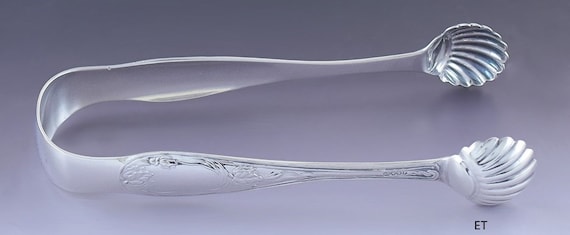 シルバーのシュガートング アンティーク c1850-1865 アメリカンコインシルバーオリーブシュガー