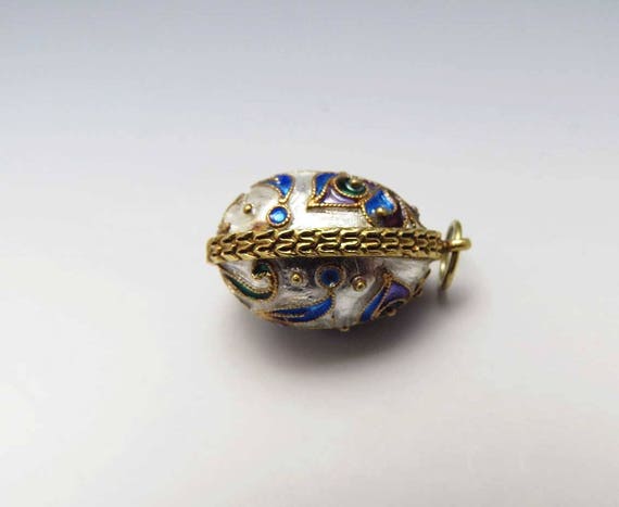 Stunning Gilt Silver Enamel Pendant w Butterfly D… - image 4