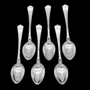 Hand Hammered Set of 7 Antique Swedish Silver Demitasse Spoons