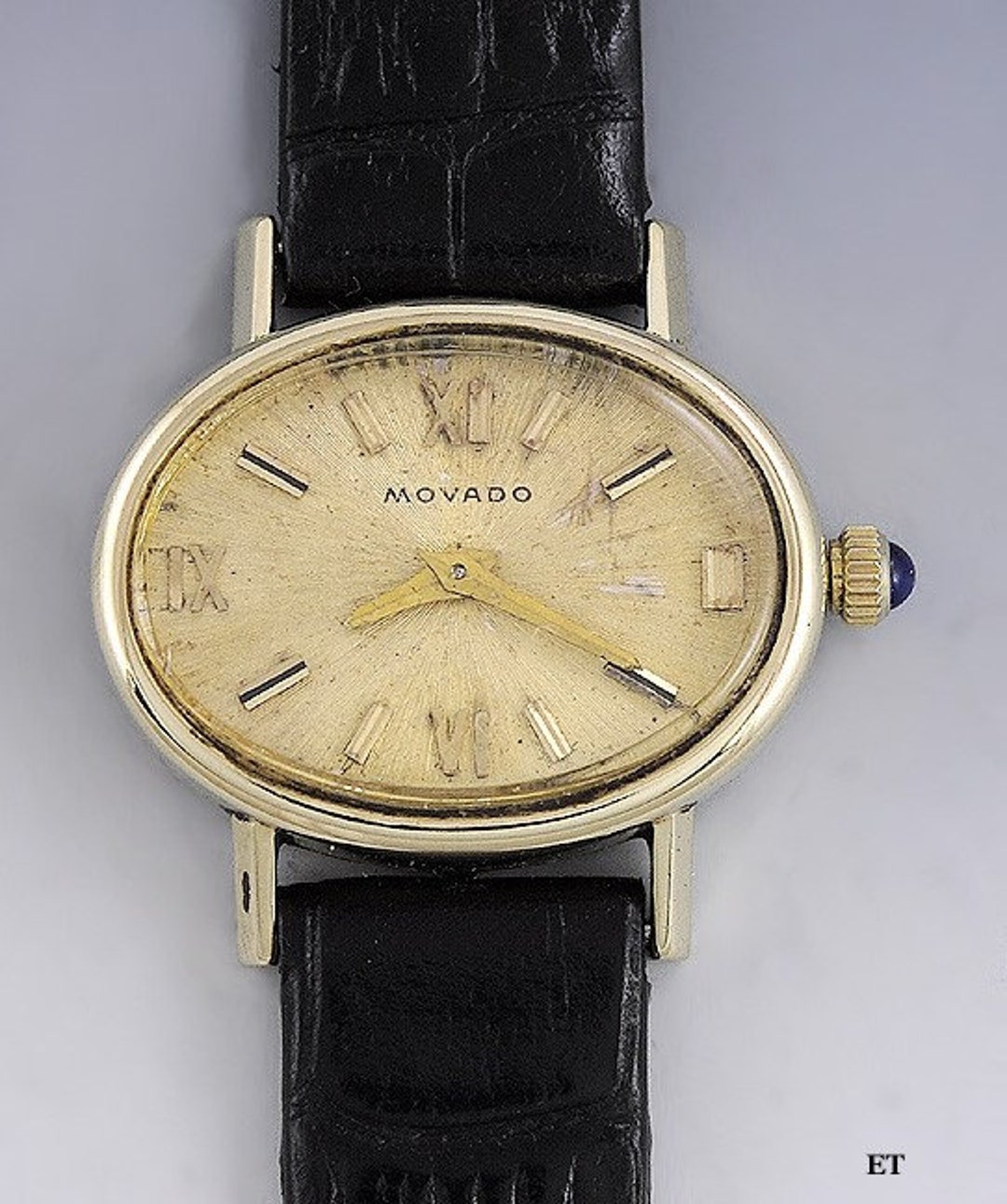 Fine 14k Gold Movado Watch W/real Leather Band Runs Well - Etsy