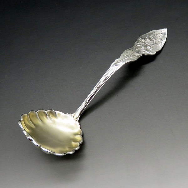 Unger Bros Art Nouveau Narcissus Sterling Silver Gravy Sauce Ladle