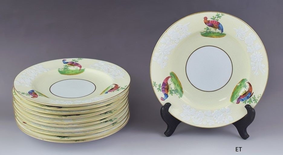 Fab Set 11 Tiffany Co Spode Pheasant Salad Luncheon or Dessert