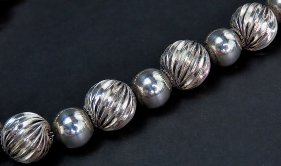 Lovely Vintage Sterling Silver Beaded Necklace La… - image 3