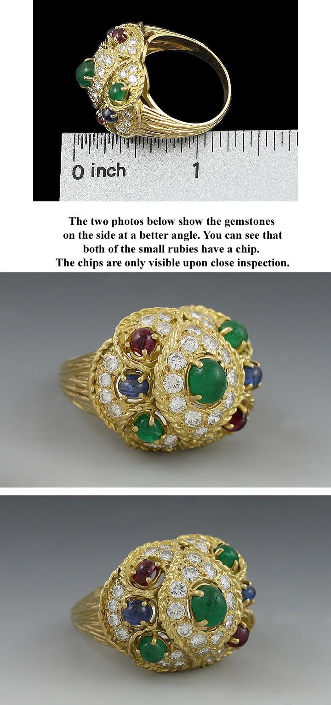 Stunning 18K Gold Emerald Sapphire Ruby & VS Diamond Ring - Etsy