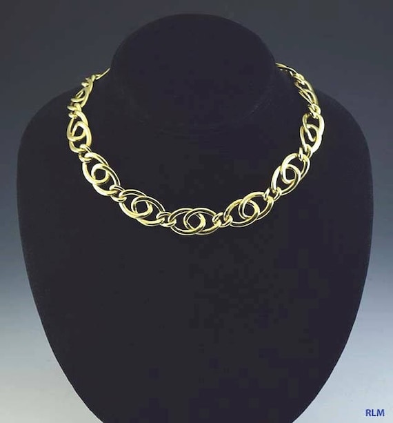 Italian Modern 14k Gold Oval Link Necklace/Chain