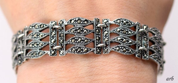 Sterling silver marcasite bracelet sale