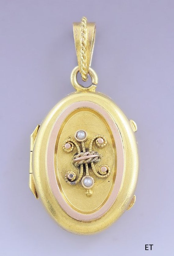 c1860s-1870s Lovely Victorian 18k Gold & Seed Pear