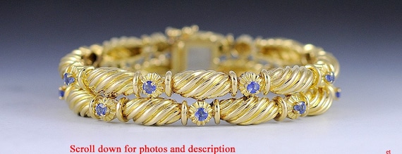 Stunning Tiffany & Co 18k Yellow Gold Sapphire Br… - image 1
