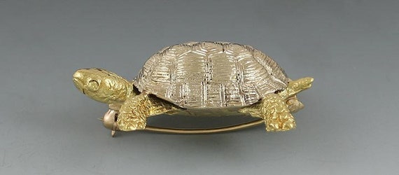 18k Rose and Yellow Gold Realistic Turtle Tortois… - image 3