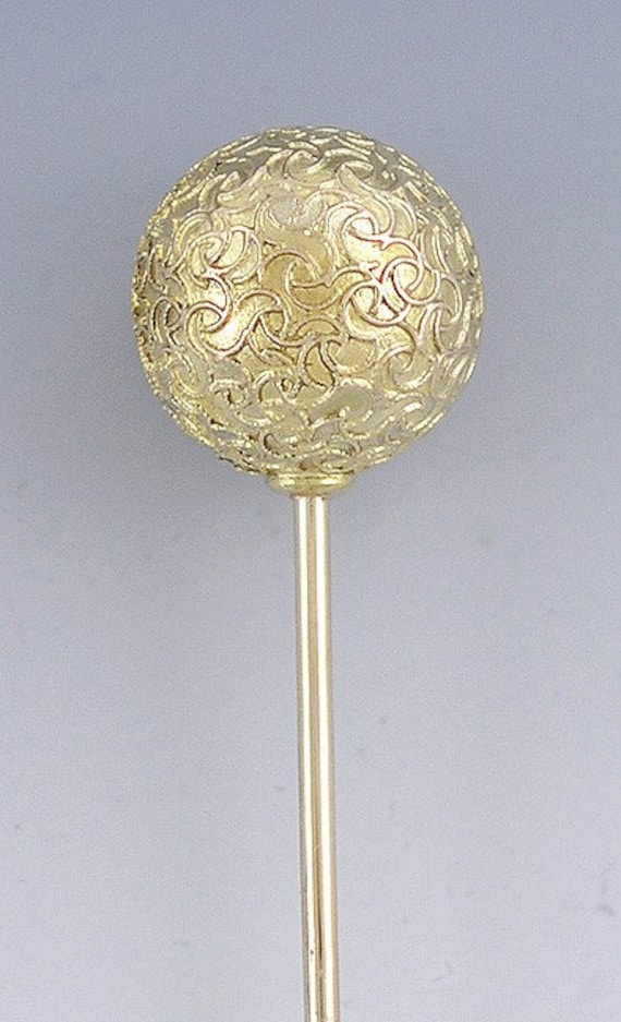 Victorian 14K Yellow Gold Etruscan Revival Hat Pin