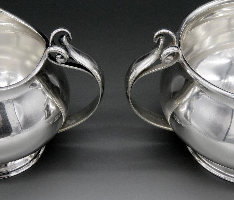 Vintage Cohr Danish Sterling Silver Arts & Crafts Tea Creamer Sugar Bowl NO MONO image 3