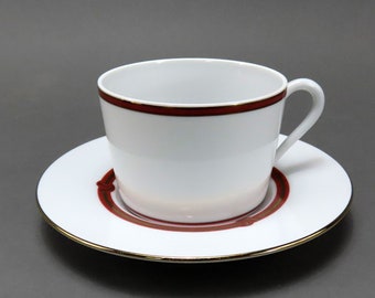 Handsome Set 6 Cup and Saucer Procelain Christofle Rubanea