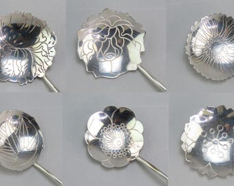 上質な日本製スターリングシルバー製花柄伝統テーマお土産スプーン6本