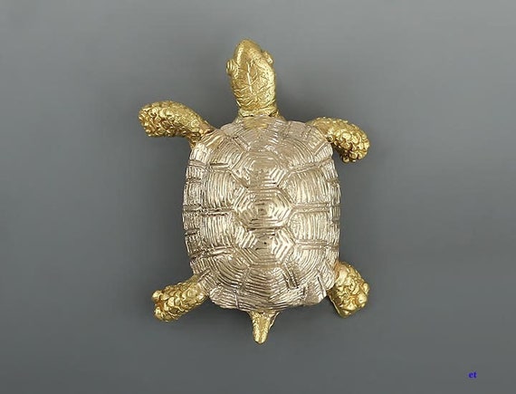 18k Rose and Yellow Gold Realistic Turtle Tortois… - image 1