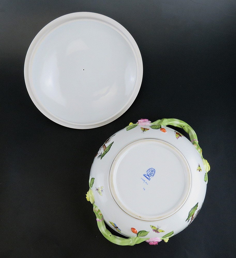 Herend Porcelain Rothschild Bird Hand Painted Covered Serving Etsy