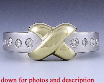 Fine Quality 18K White & Yellow Gold Diamond Heavy Ring