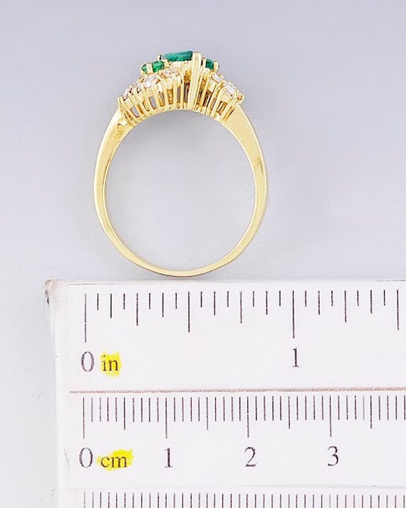 Beautiful 18k Gold Triple Emerald & Diamond Ring - image 5