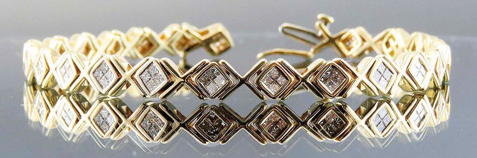Nice Modern 14k Gold & 2ct Diamond X and O Link Bracelet Etsy