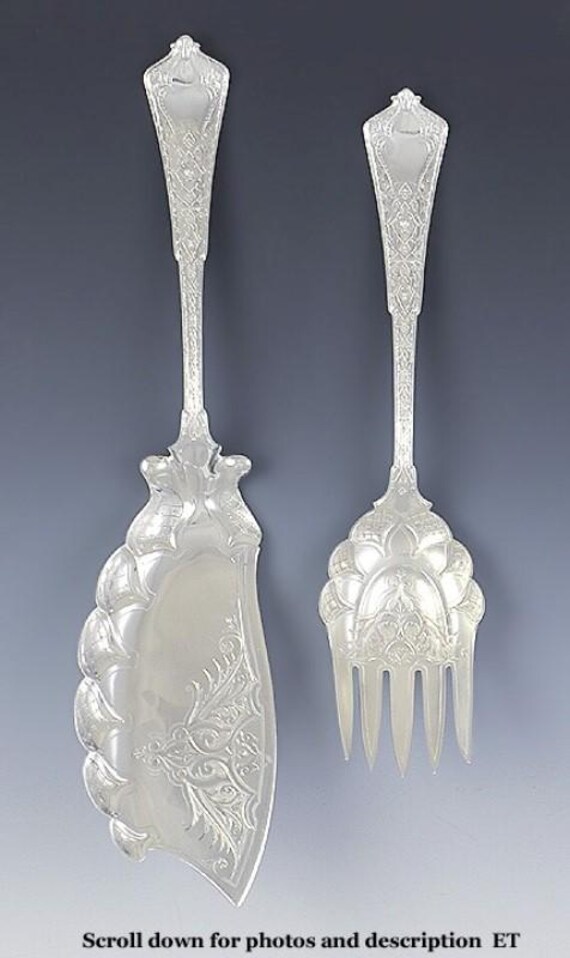 Vintage Tiffany Persian 1872 Sterling Silver Fish Fork Slice Knife