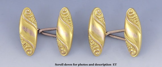 Handsome Pair Antique Victorian 10k Yellow Gold S… - image 1