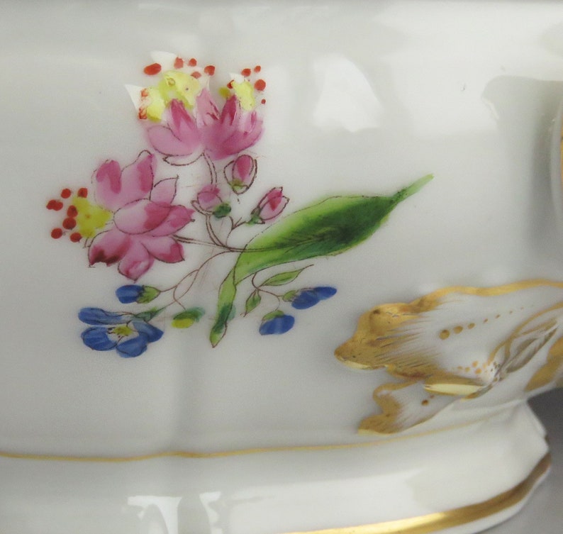 Antique C1850 Paris Porcelain Fine China Gold & Painted Flower Etsy