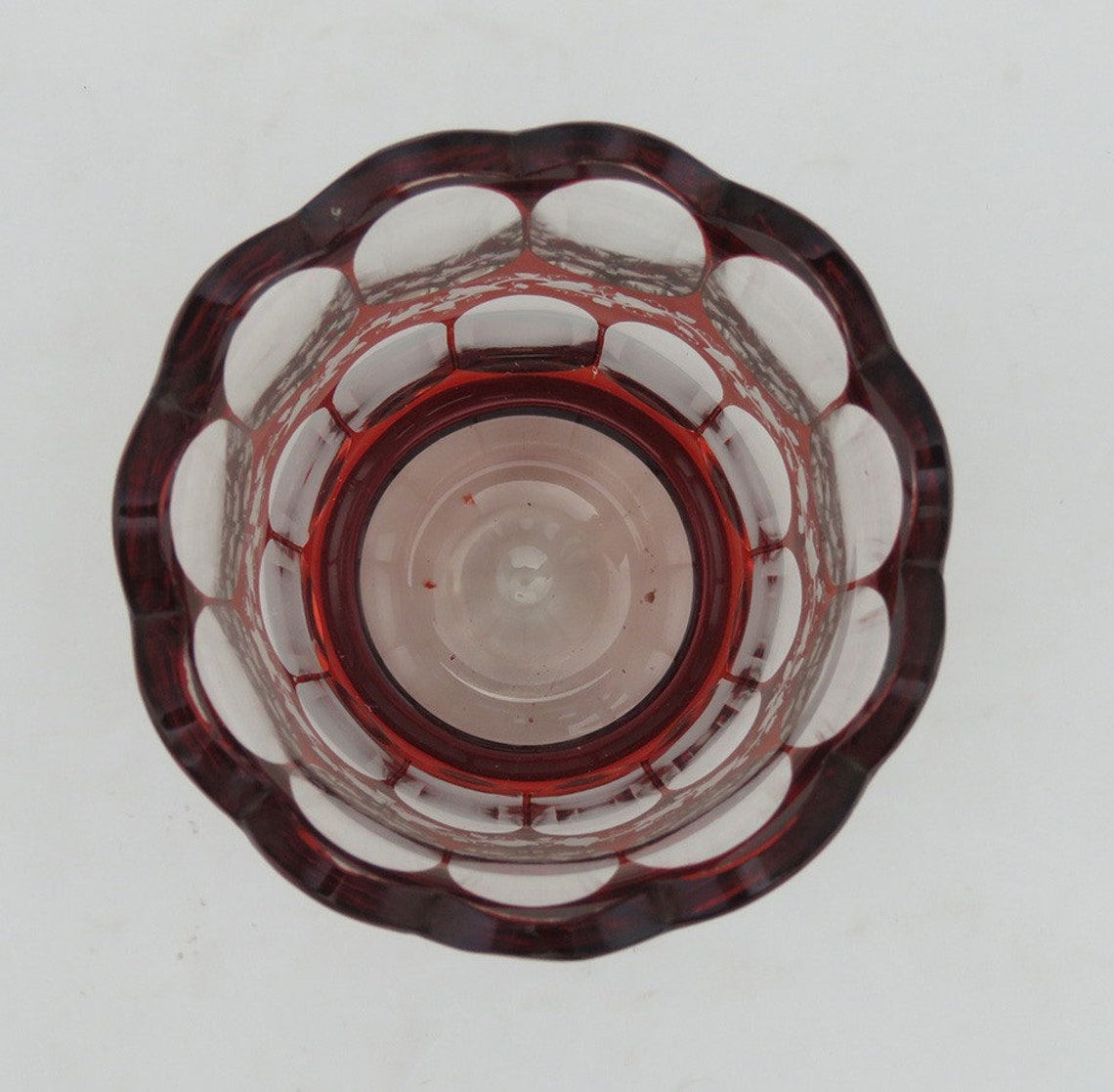 Lovely Antique Bohemian Ruby Overlay Clear Glass Footed Vase | Etsy