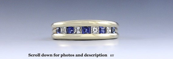 Brilliant 14k Yellow Gold Diamond Blue Sapphire S… - image 1