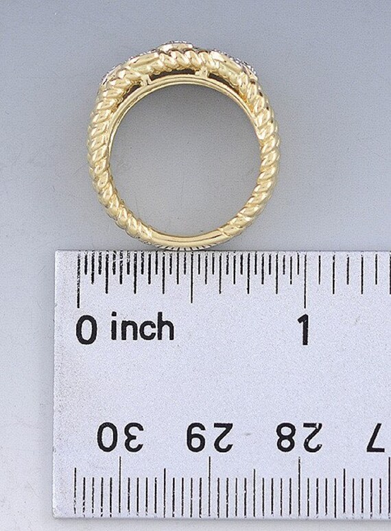 Stunning 14K Yellow Gold Band Rope Twist Diamond … - image 6