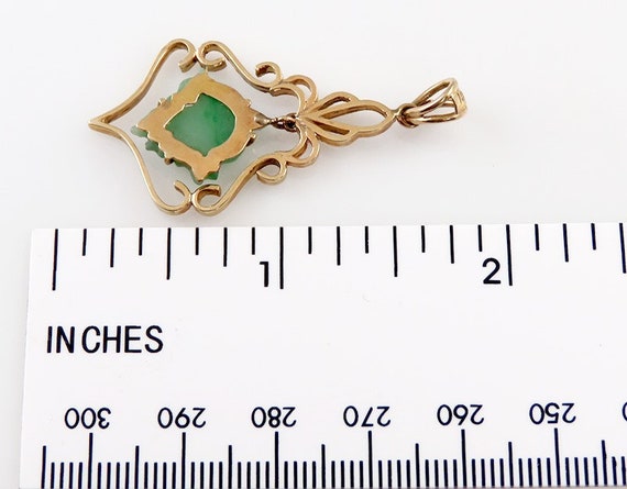 Wonderful 14K Yellow Gold & Carved Jade Pendant o… - image 3