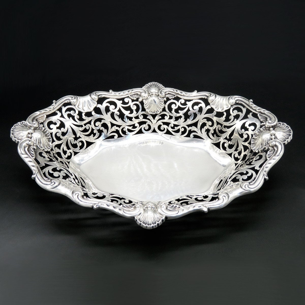 Pretty Antique C1890 Howard Co Sterling Silver Pierced Shell