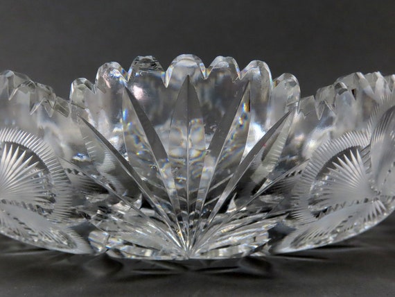 Stunning American Brilliant Period Cut Glass Floral Five