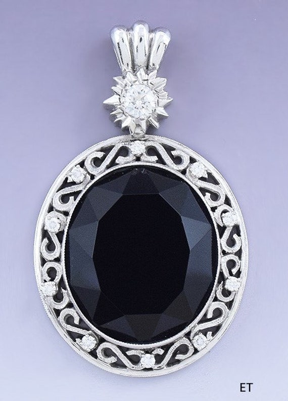 Stunning 18k White Gold Black Tourmaline & Diamond